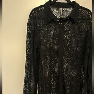 NWOT Anthro Lace Button Down